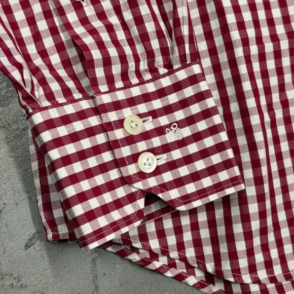 Van Laack Dress Shirt Red White Check Long Sleeve Button Up Cotton Large - Picture 3 of 7